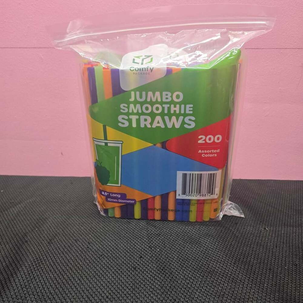 Comfy Package Jumbo Smoothie Straws 8.5" 200 Count Assorted Colors